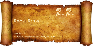 Reck Rita névjegykártya